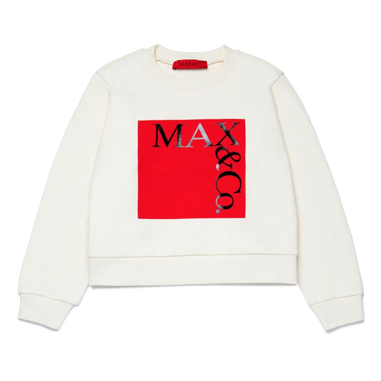 MAX&CO Felpa bianca in cotone con stampa logo