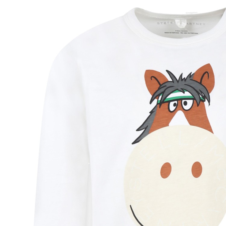 STELLA McCARTNEY T-shirt bianca a manica lunga con stampa grafica