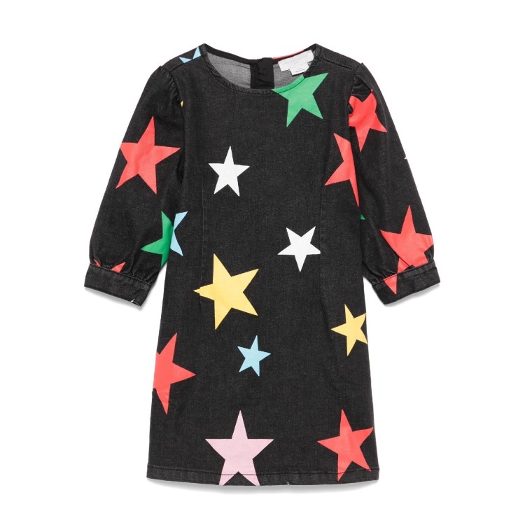 STELLA McCARTNEY Abito nero con stampa multicolor