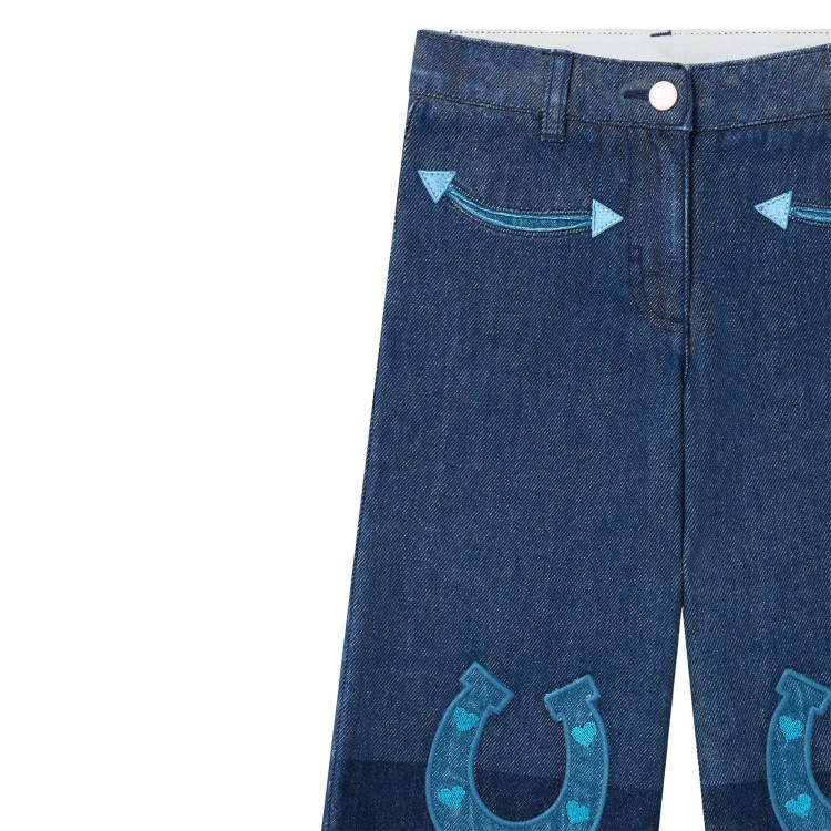 STELLA McCARTNEY Jeans blu con stampa ferro di cavallo bambina