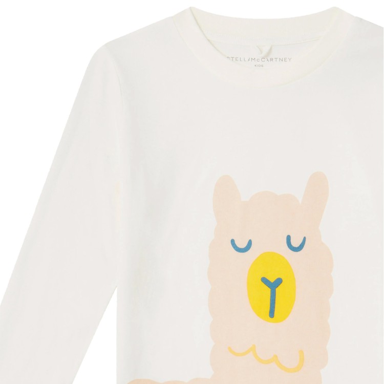 STELLA McCARTNEY T-shirt bianca a manica lunga stampa alpaca