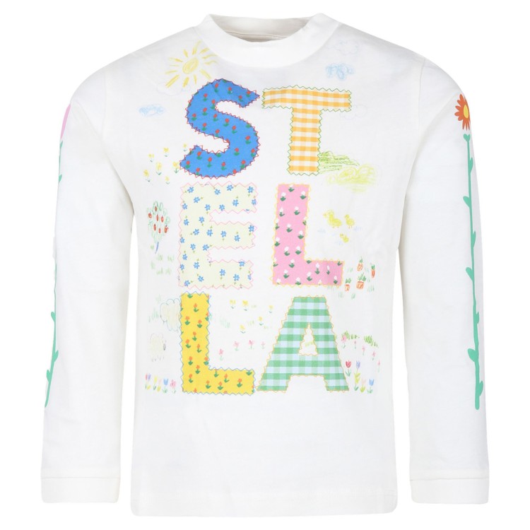 STELLA McCARTNEY Felpa bianca con stampa multicolor