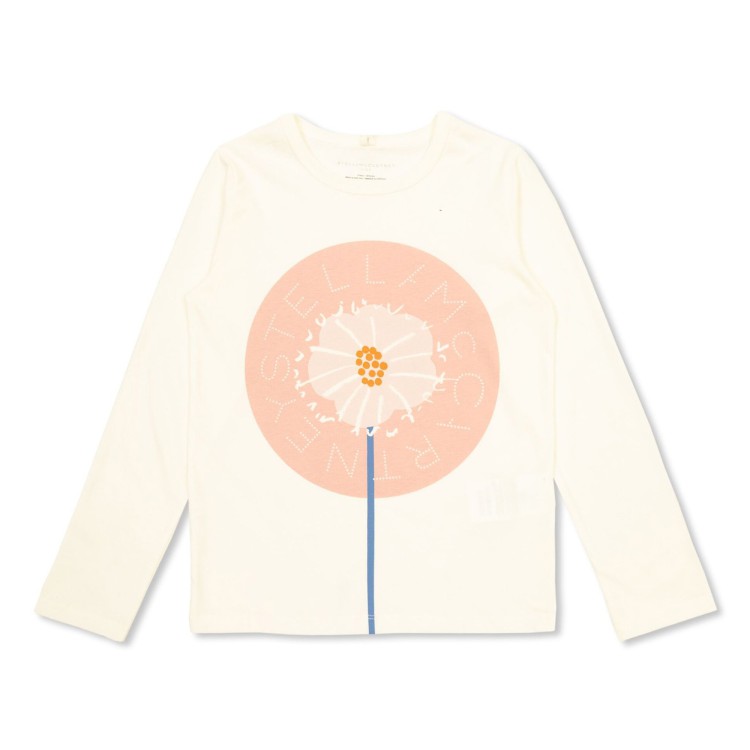 STELLA McCARTNEY T-shirt crema maniche lunghe stampa fiori