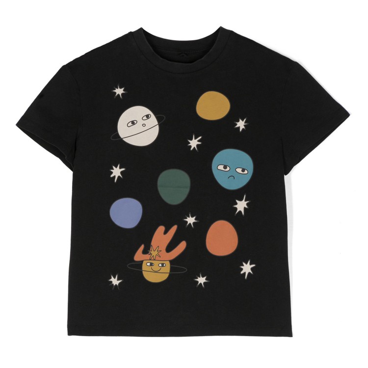 STELLA McCARTNEY T-shirt nera con stampa Space