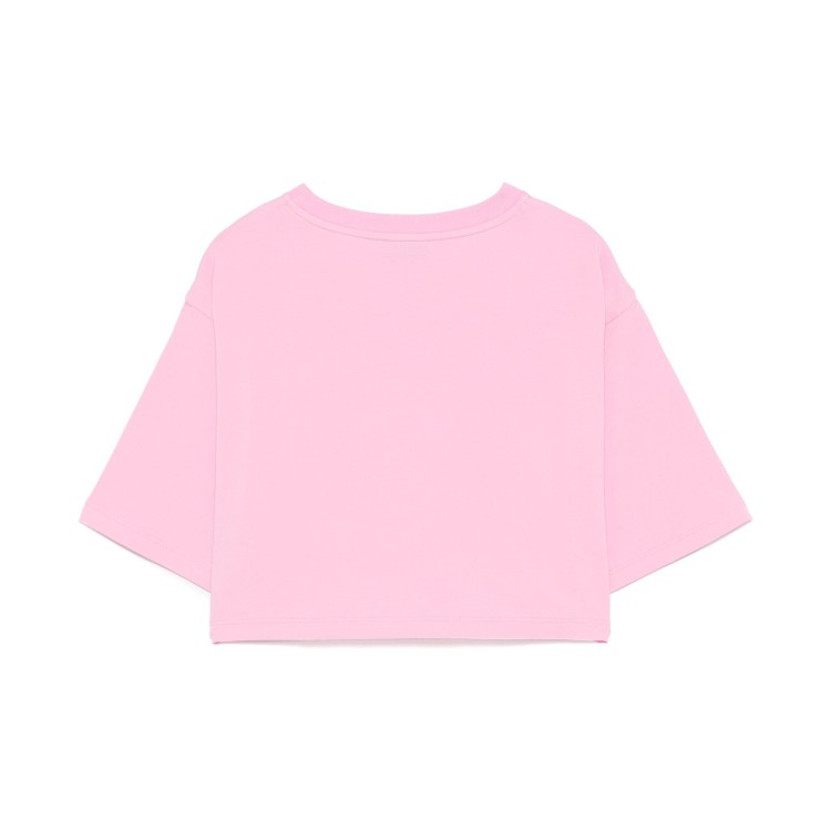 MOSCHINO T-shirt rosa con logo borchie