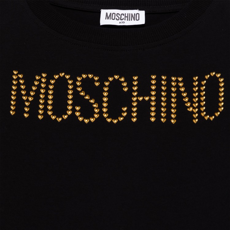 MOSCHINO T-shirt nera con logo borchie