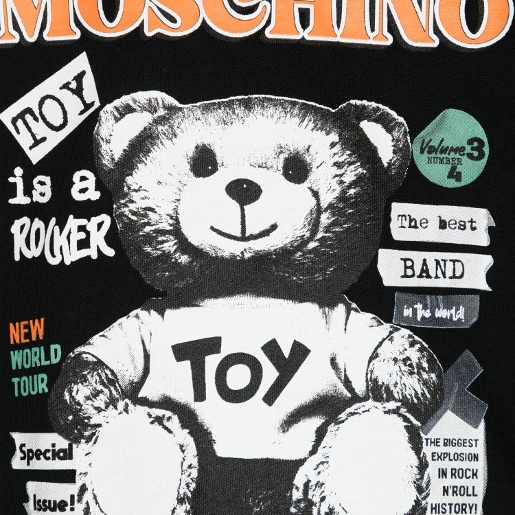 MOSCHINO Top nero corto con stampa Teddy Bear