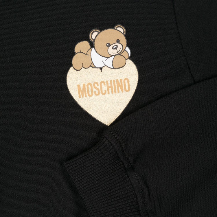 MOSCHINO Felpa nera con stampa Teddy Bear