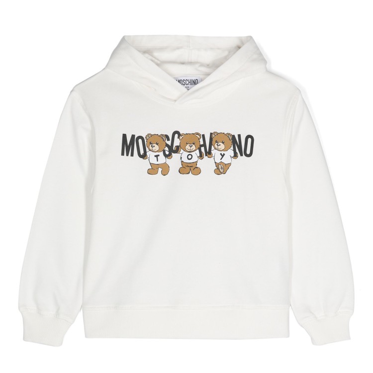 MOSCHINO Felpa bianca con cappuccio Teddy Bear