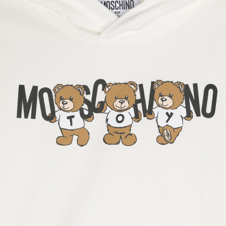 MOSCHINO Felpa bianca con cappuccio Teddy Bear