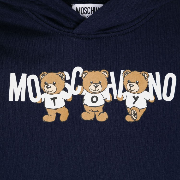 MOSCHINO Felpa blu con cappuccio Teddy Bear