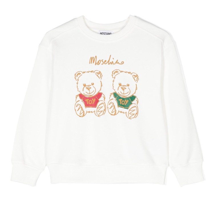 MOSCHINO Felpa bianca con stampa Teddy Bear