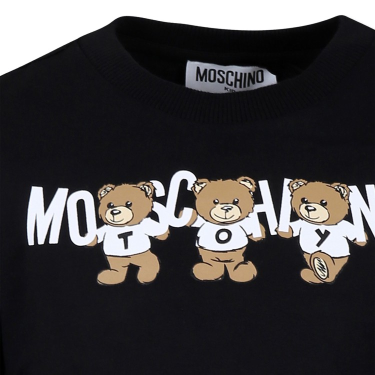 MOSCHINO T-shirt nera manica lunga con stampa Teddy Bear