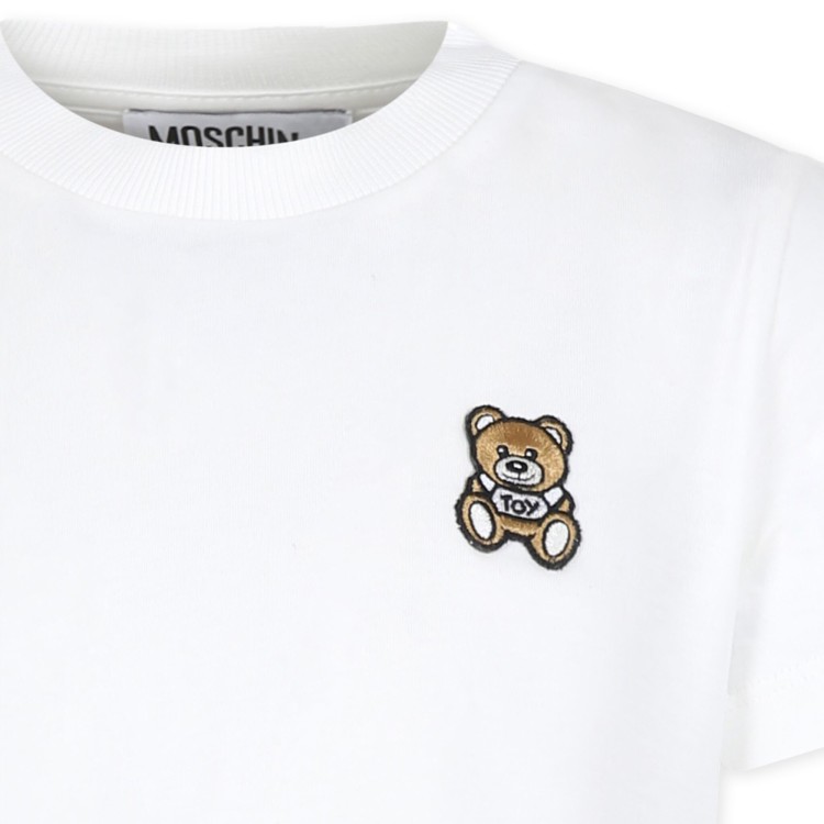 MOSCHINO T-shirt bianca con ricamo Teddy Bear