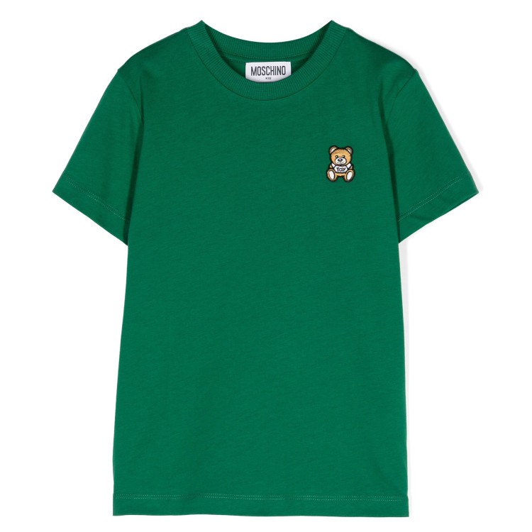 MOSCHINO T-shirt verde con applicazione Teddy Bear