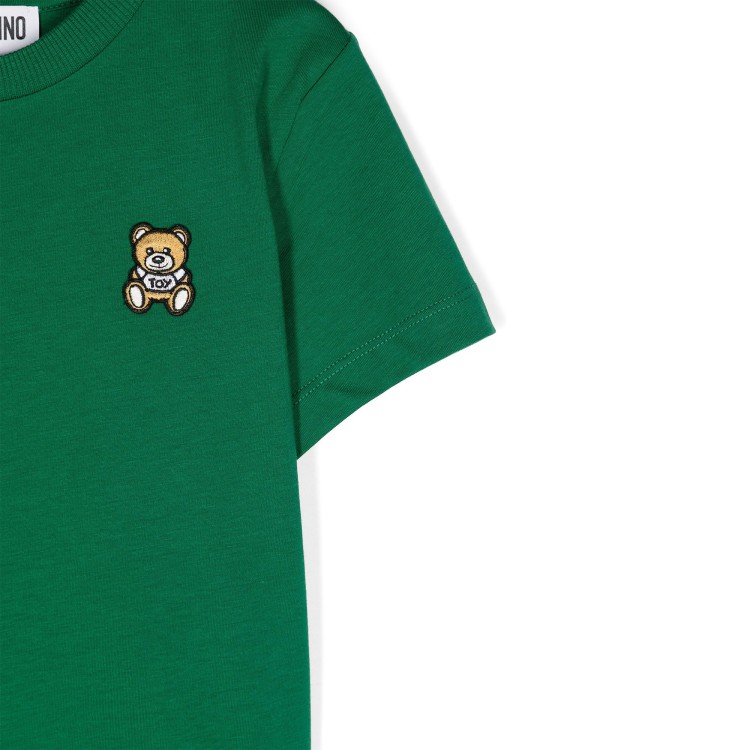 MOSCHINO T-shirt verde con applicazione Teddy Bear