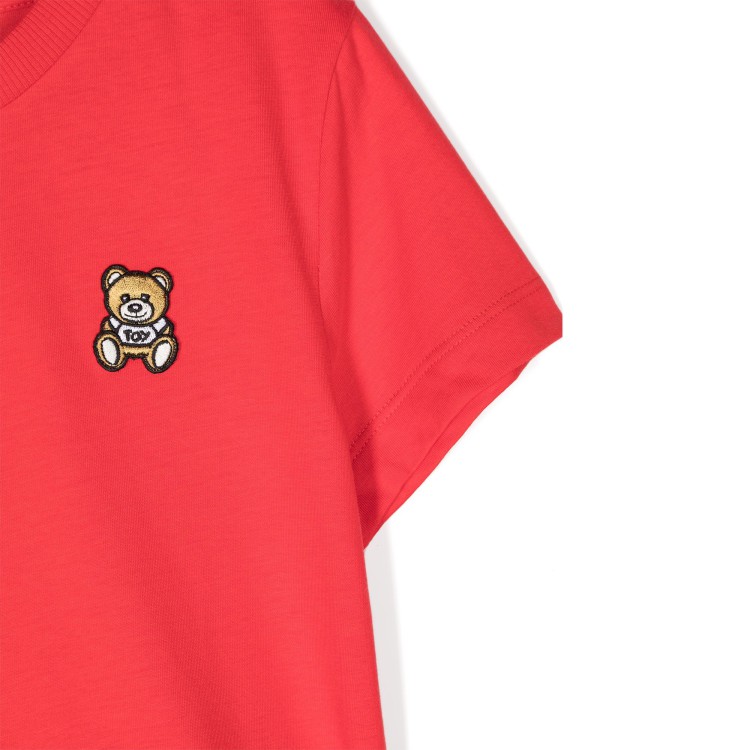 MOSCHINO T-shirt rossa con ricamo Teddy Bear