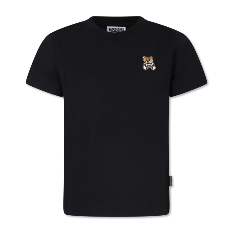 MOSCHINO T-shirt nera con ricamo Teddy Bear