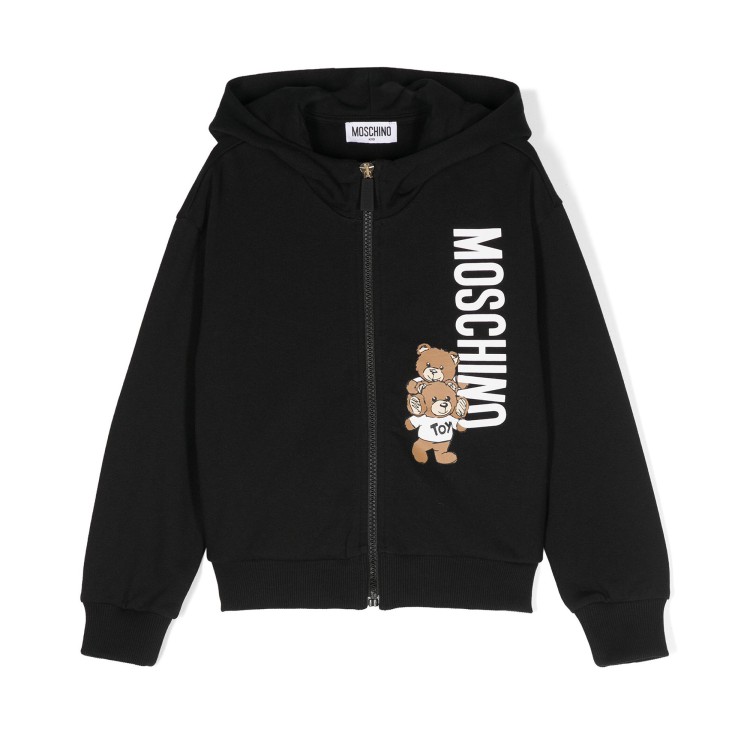 MOSCHINO Felpa nera Teddy Bear con cappuccio