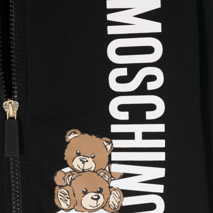 MOSCHINO Felpa nera Teddy Bear con cappuccio