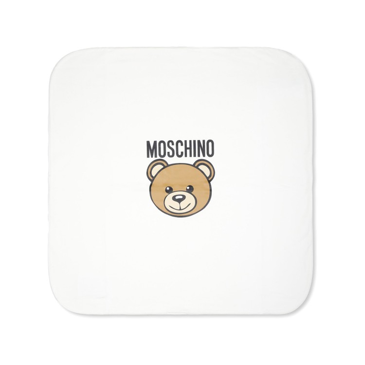 MOSCHINO Coperta bianca con stampa Teddy Bear neonati