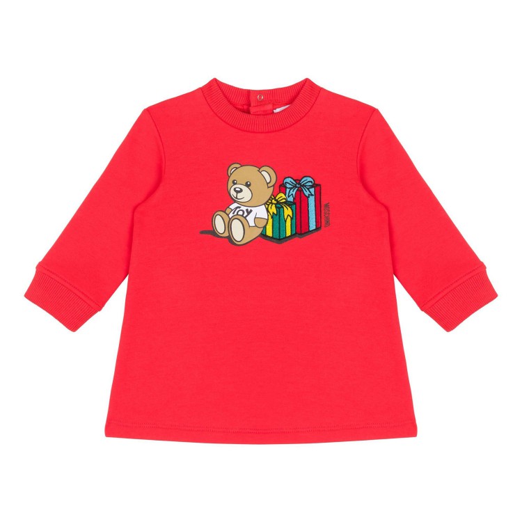 MOSCHINO Abito rosso con stampa Teddy Bear