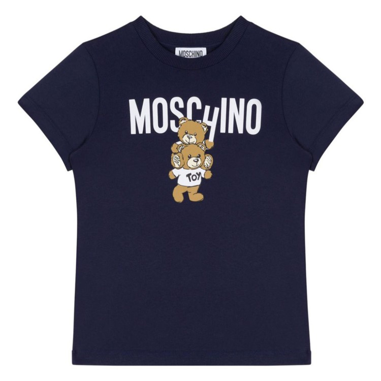 MOSCHINO T-shirt blu con stampa grafica