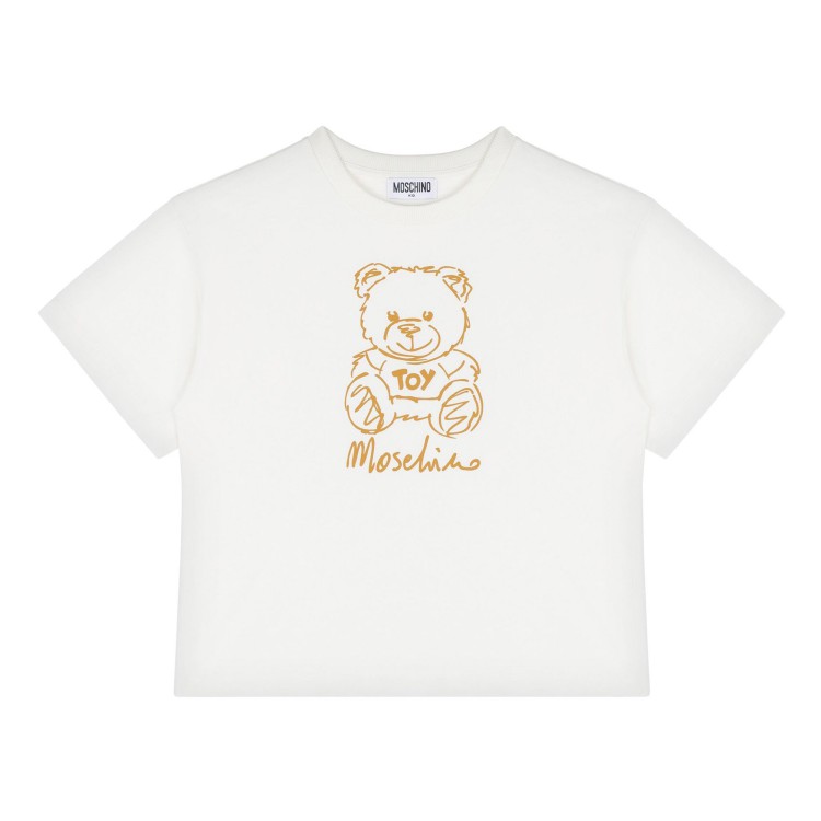 MOSCHINO T-shirt bianca con applicazione Teddy Bear