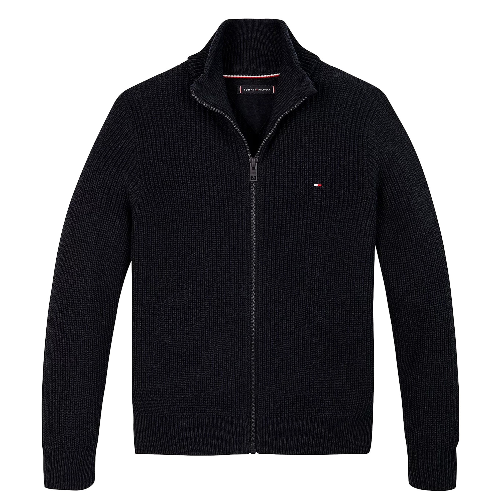 TOMMY HILFIGER Pullover blu a coste con zip integrale bambino