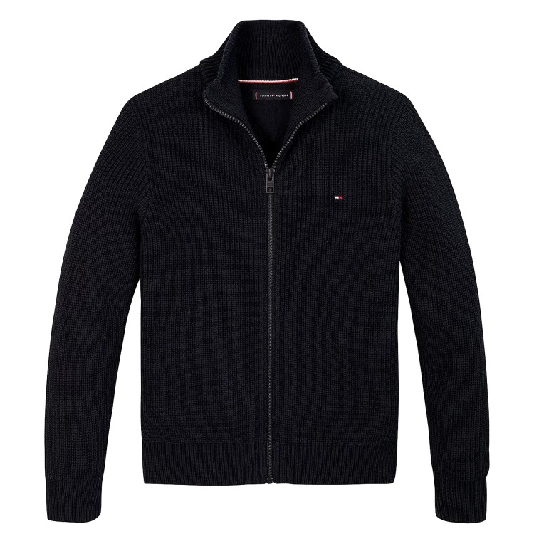 TOMMY HILFIGER Pullover blu a coste con zip integrale bambino