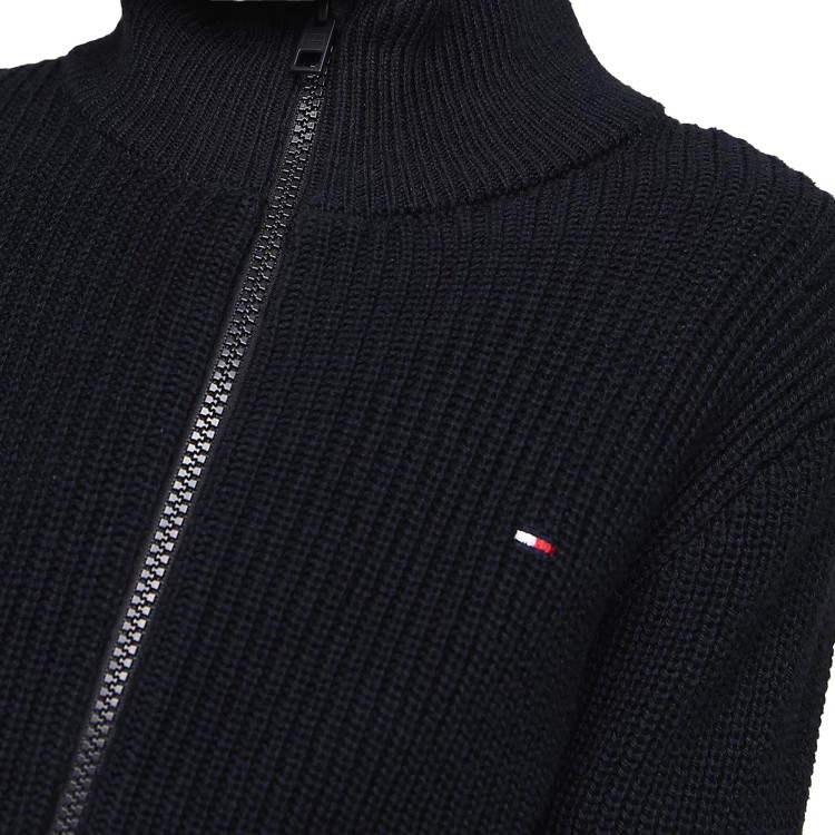 TOMMY HILFIGER Pullover blu a coste con zip integrale bambino