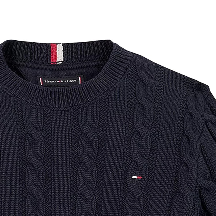 TOMMY HILFIGER Pullover blu a maglia intrecciata bambino