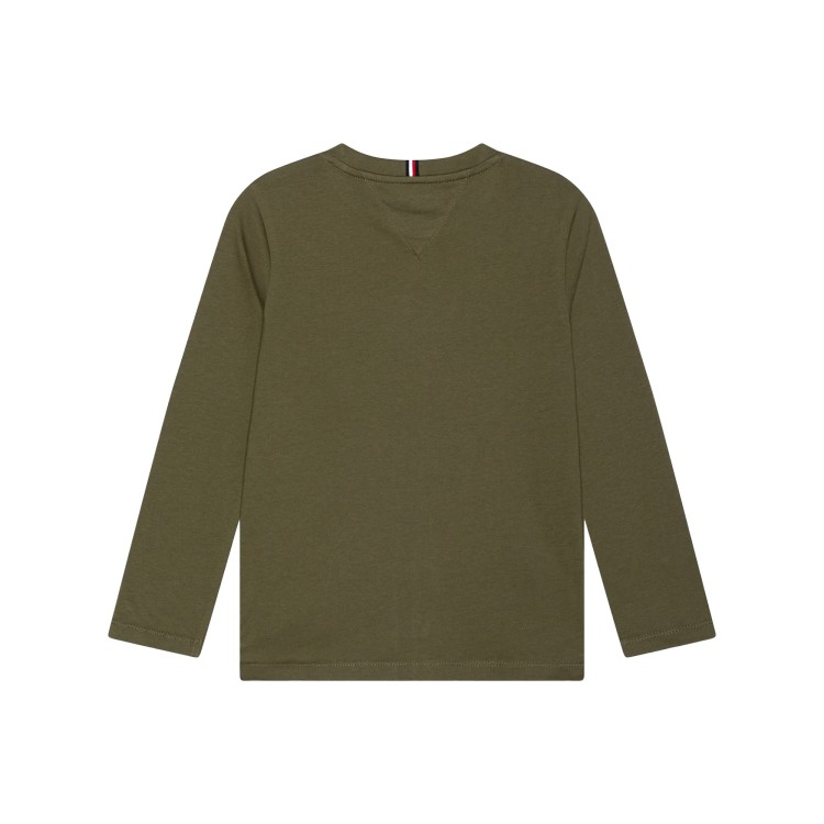 TOMMY HILFIGER T-shirt verde oliva manica lunga bambino