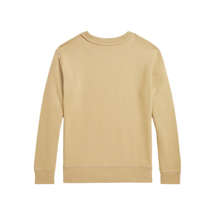 RALPH LAUREN Felpa beige girocollo con stampa logo bambini