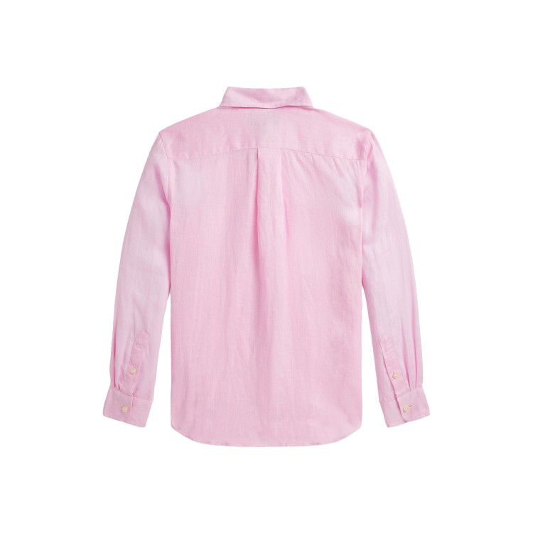 RALPH LAUREN Camicia rosa in lino bambino