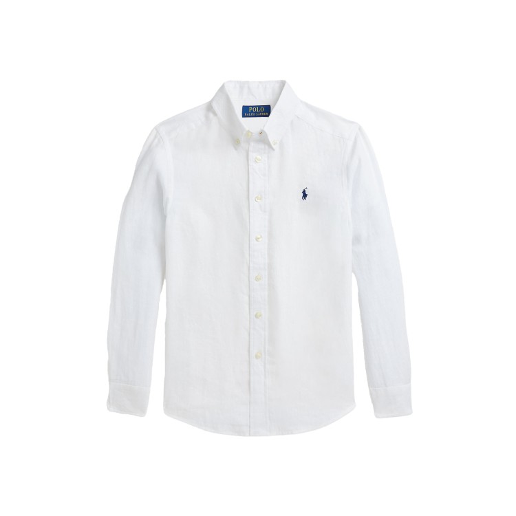 RALPH LAUREN Camicia bianca in lino bambino