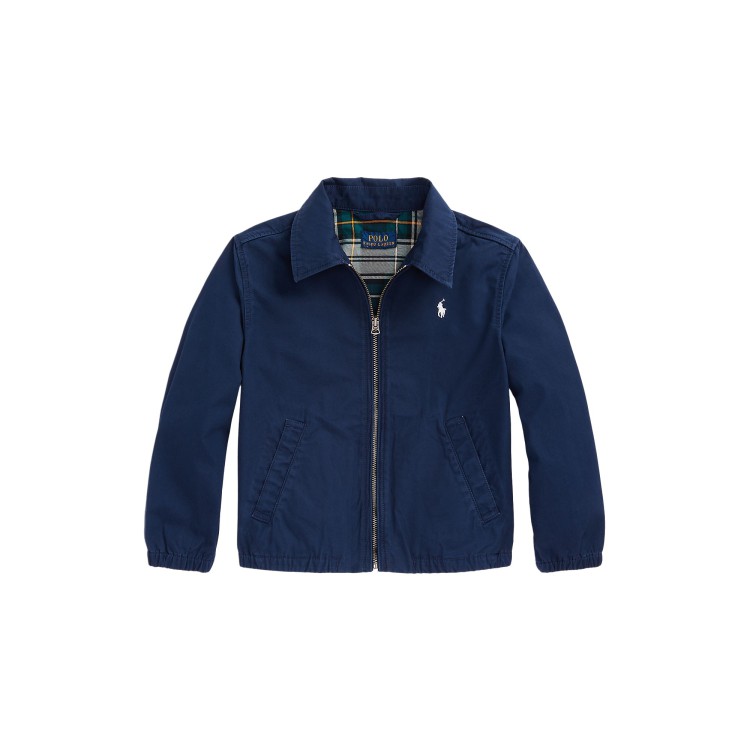 RALPH LAUREN Giacca blu in popeline di cotone bambini