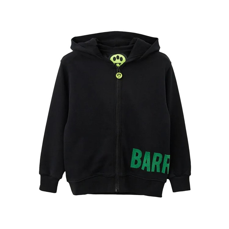 BARROW Felpa full zip nera con stampa logo e cappuccio bambini