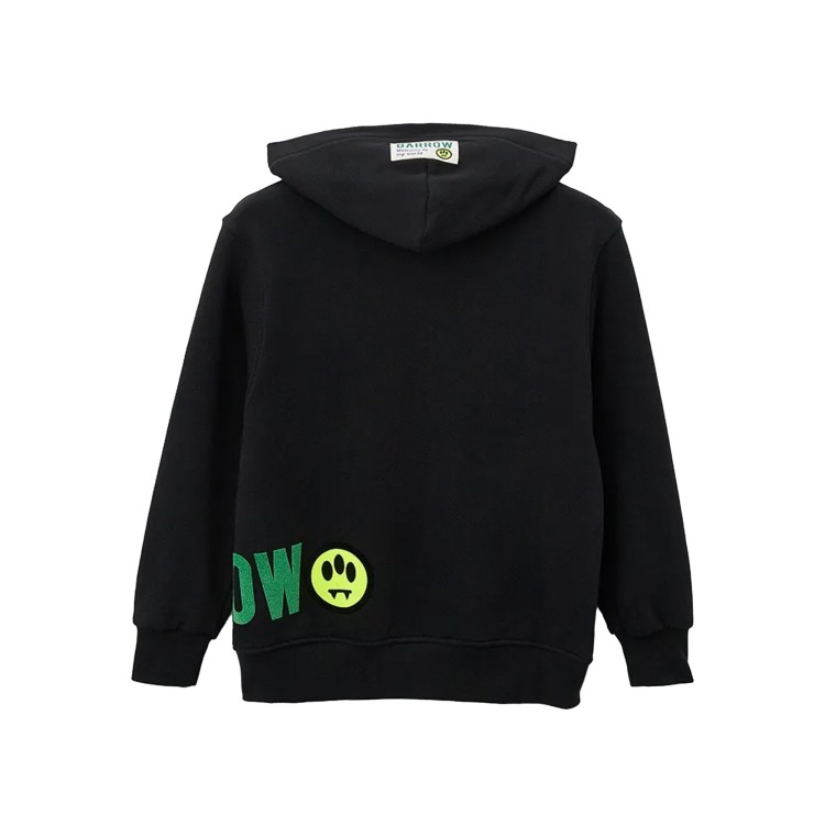 BARROW Felpa full zip nera con stampa logo e cappuccio bambini