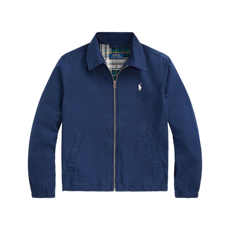 RALPH LAUREN Giacca blu in popeline di cotone bambini