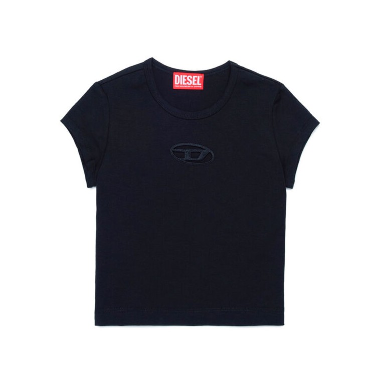 DIESEL T-shirt nera con logo in rilievo bambina