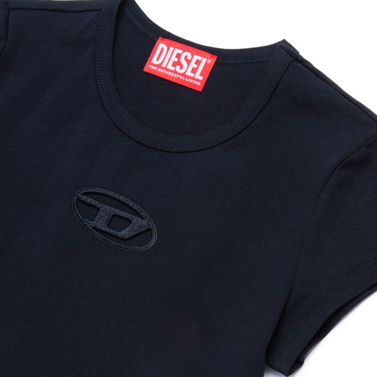 DIESEL T-shirt nera con logo in rilievo bambina