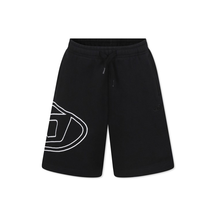 DIESEL Shorts neri con ricamo bambino