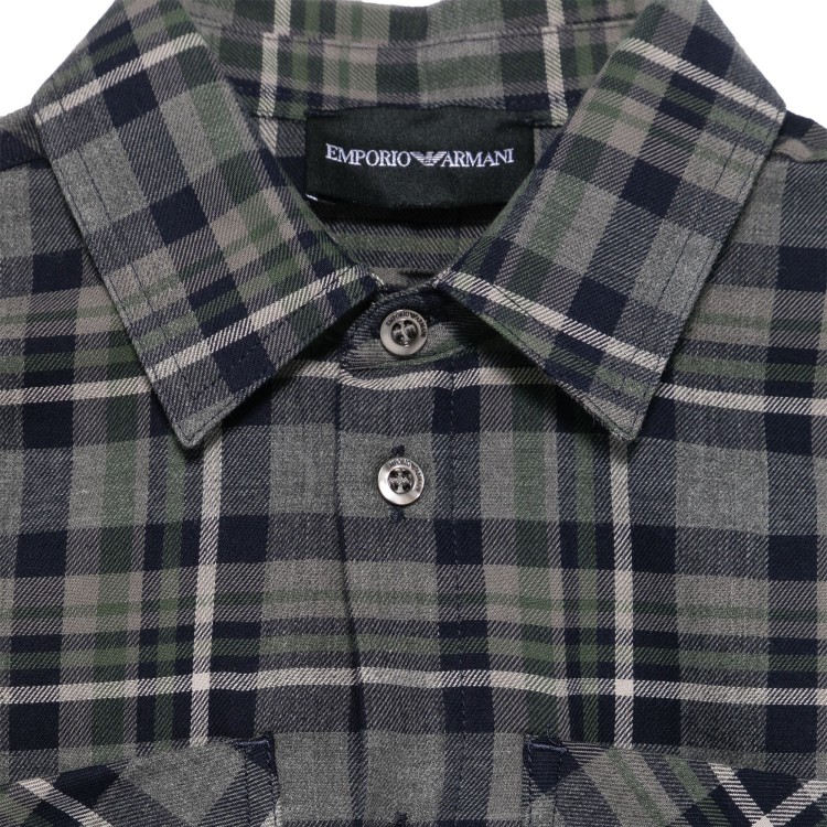 EMPORIO ARMANI Camicia grigia a quadri in flanella bambino