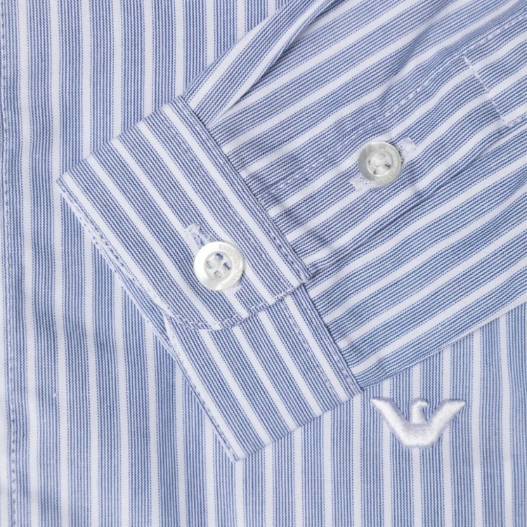 EMPORIO ARMANI Camicia a righe bianche e blu neonato