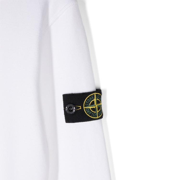 STONE ISLAND Felpa bianca girocollo dettaglio Compass bambini