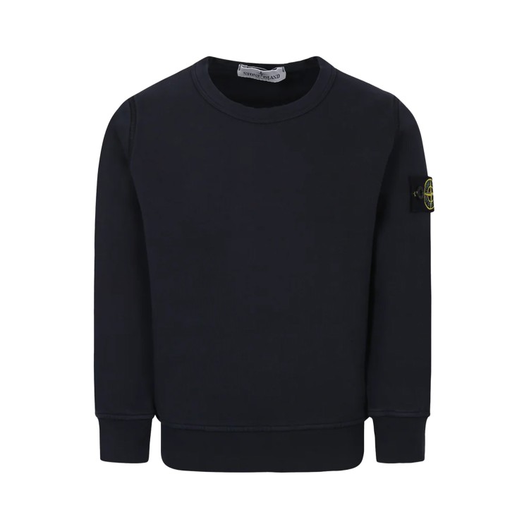 STONE ISLAND Felpa blu girocollo dettaglio Compass bambini