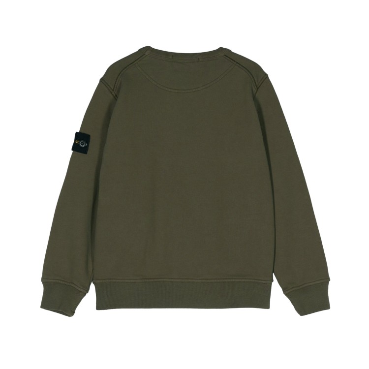 STONE ISLAND Felpa verde girocollo dettaglio Compass bambini