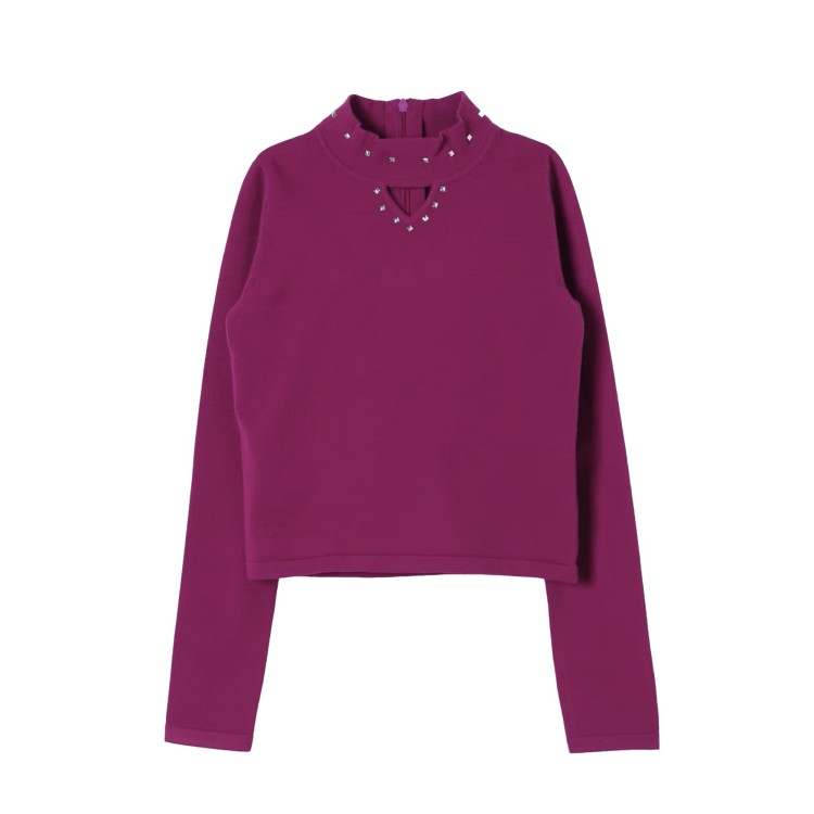 TWIN-SET Maglioncino magenta cut-out con borchie bambina