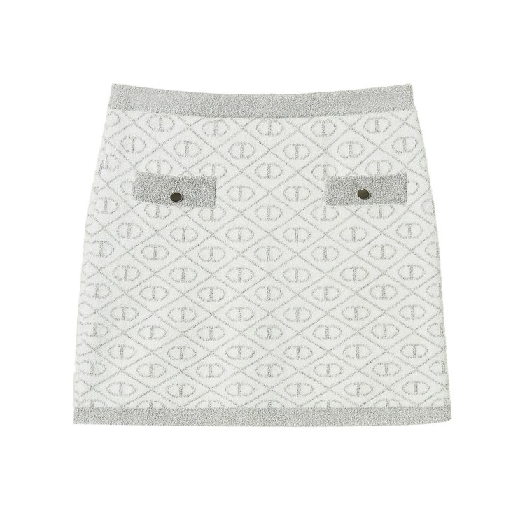 TWIN-SET Gonna bianca corta effetto jacquard bambina